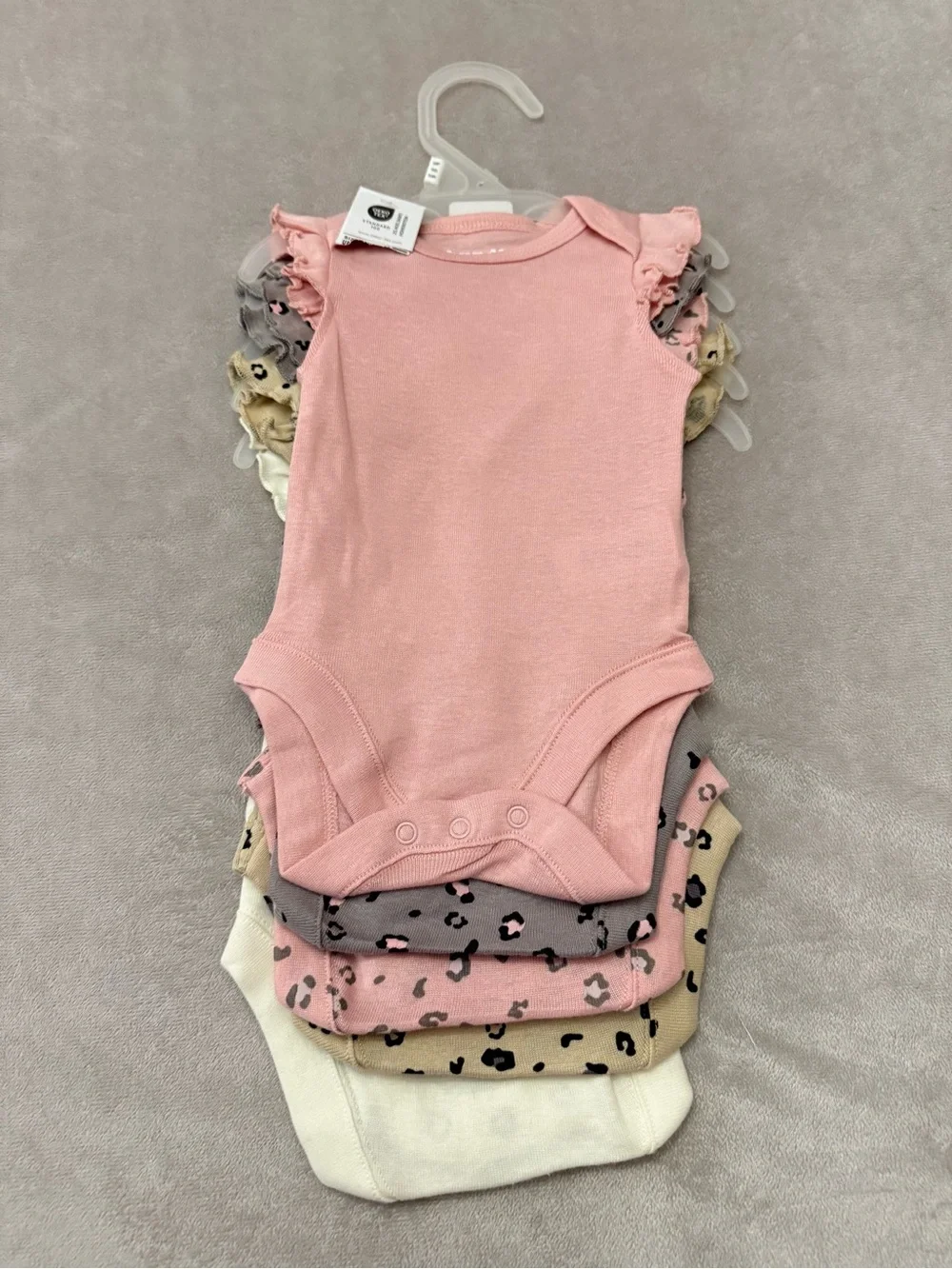 Bundles Baby Place Baby Girl 5 Pack Bodysuits Newborn 7 lbs Leopard Ruffle NWT